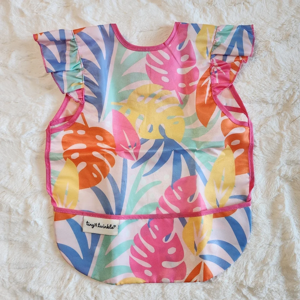 Tiny Twinkle Mess-Proof Apron Bib Tropical Print, New